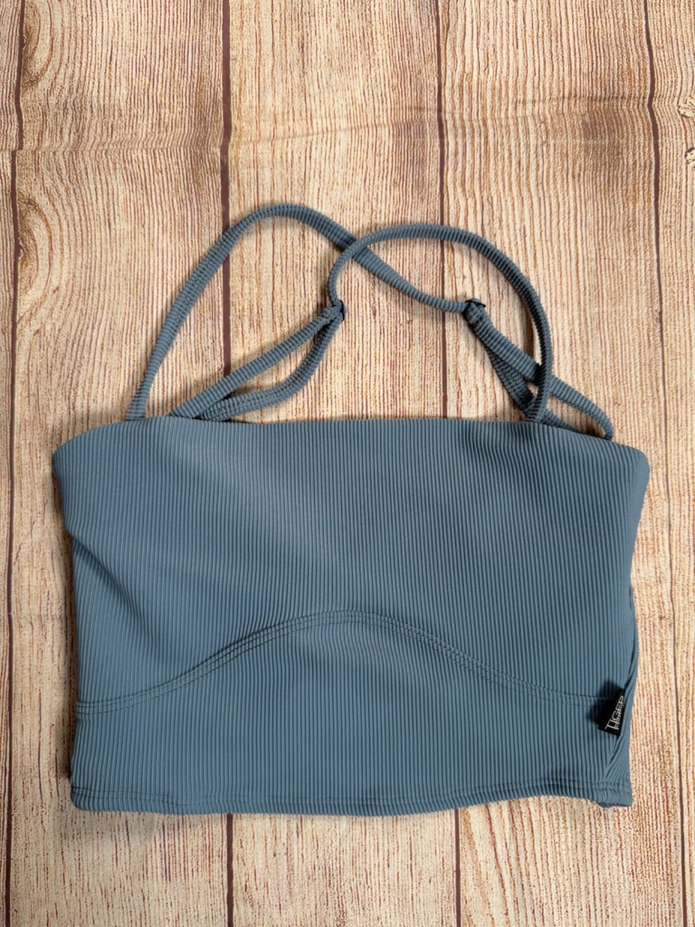 Tiger Friday Ribbed Powder Blue Crop Top
